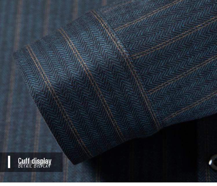 Herren Luxus Gestreift Kaschmir Seide Langarm Business Casual Hemd