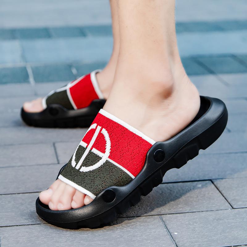 Men's Shoes Foreign Trade Summer Wear Comfortable Flat-bottomed Beach Platform Slippers Fashionable and Simple One-word Sandals