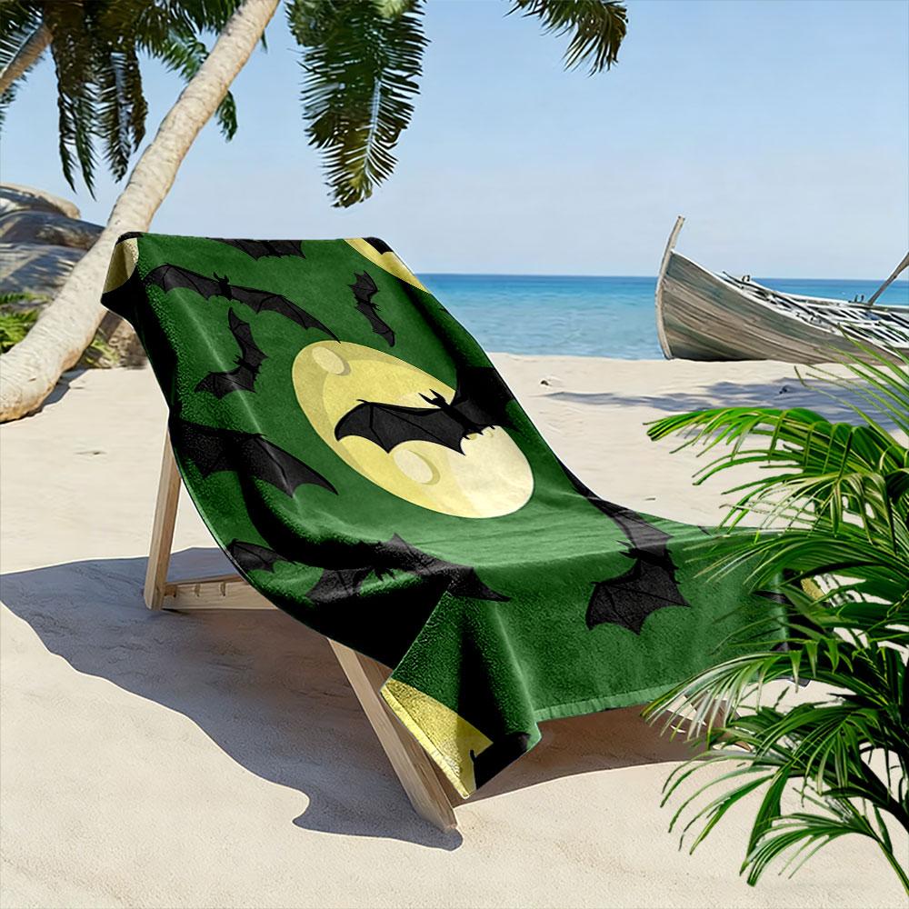 Soaring bats moonlight dance Print beach towel, quick drying, suitable for travel, outdoor sports, jogging, the beach and swimming, gift