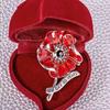 Remembrance Poppies Lapel Pin Red Poppies Flower Brooch Pins Enamel Rhinestones Poppies Brooch Memorial Day Gifts for Women