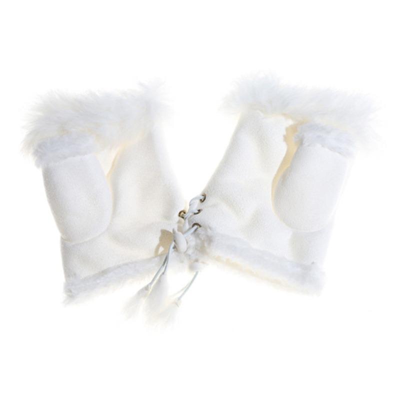 High Quality Half Finger Female Gloves Cute Plush Leather Gloves Faux Rabbit Hair Wrist Fingerless Mittens For Women