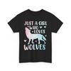 Wolf Mädchen Shirt, Einfach Ein Mädchen Das Wölfe Liebt Tierliebhaber Damen Mädchen Shirt Unisex T-Shirt