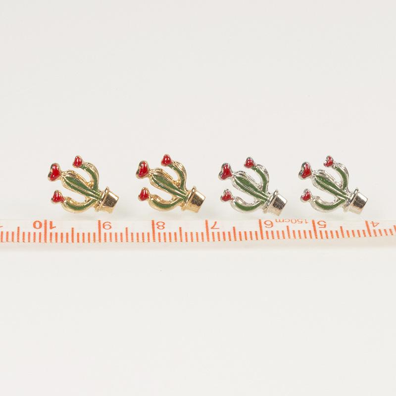 Silver Needle Kleine Frische Mori Kaktus Ohrringe Damen Einfache Grüne Öl Ohrringe im Neuen Trend