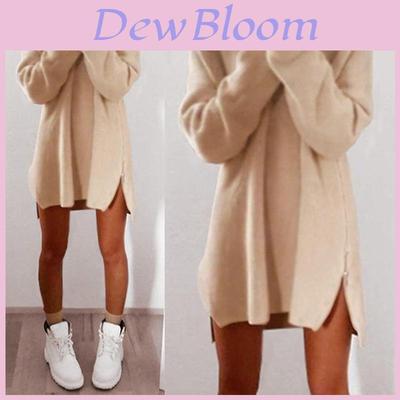 Luxurious Womens Jumper Knitted Sweaters Dress With Solid Casual Long Sleeves