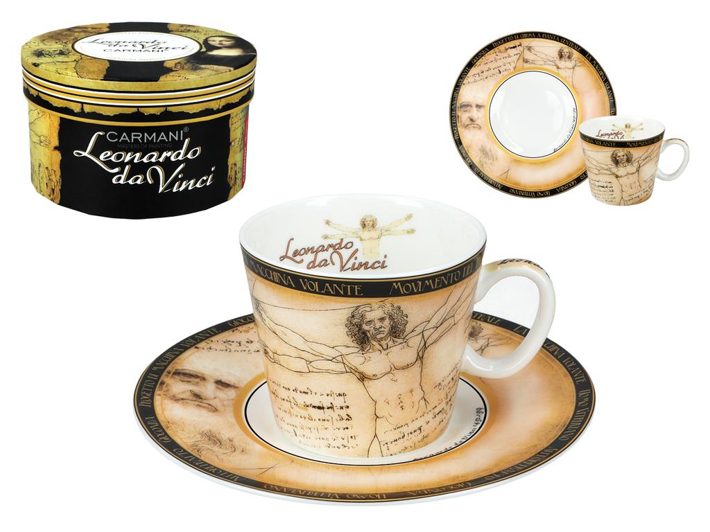 Espresso Cup with Saucer Leonardo Da Vinci Vitruvian Man