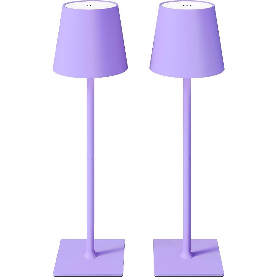 CHLORANTHUS 2 Pack Cordless Table Lamps, 3 Colors Stepless Dimming, 5000mAh Rechargeable Battery LED Desk Lamp for Bedroom/Couple