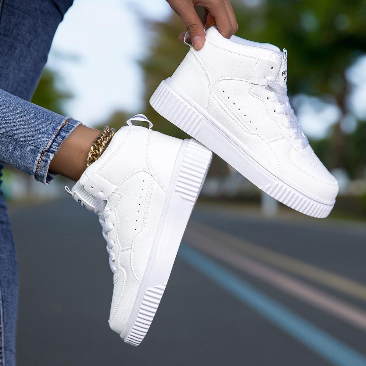 

Plus Size Unisex Campus Style Trendy White Lightweight Low-Top Shoes 42