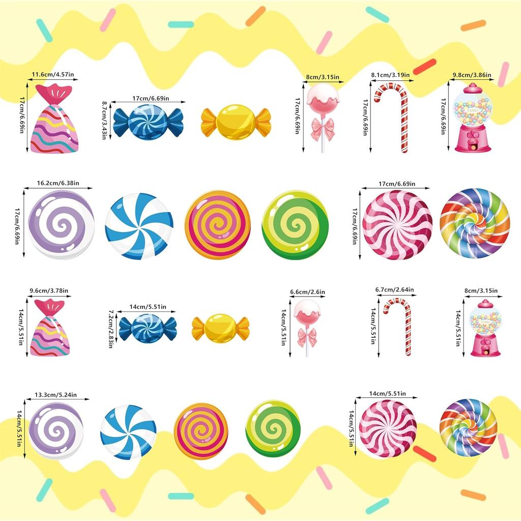 54 PCS Candyland Party Decorations Candy Hanging Swirls Colorful Lollipop Hanging Swirls Ceiling Decor for Baby Shower Birthday Party