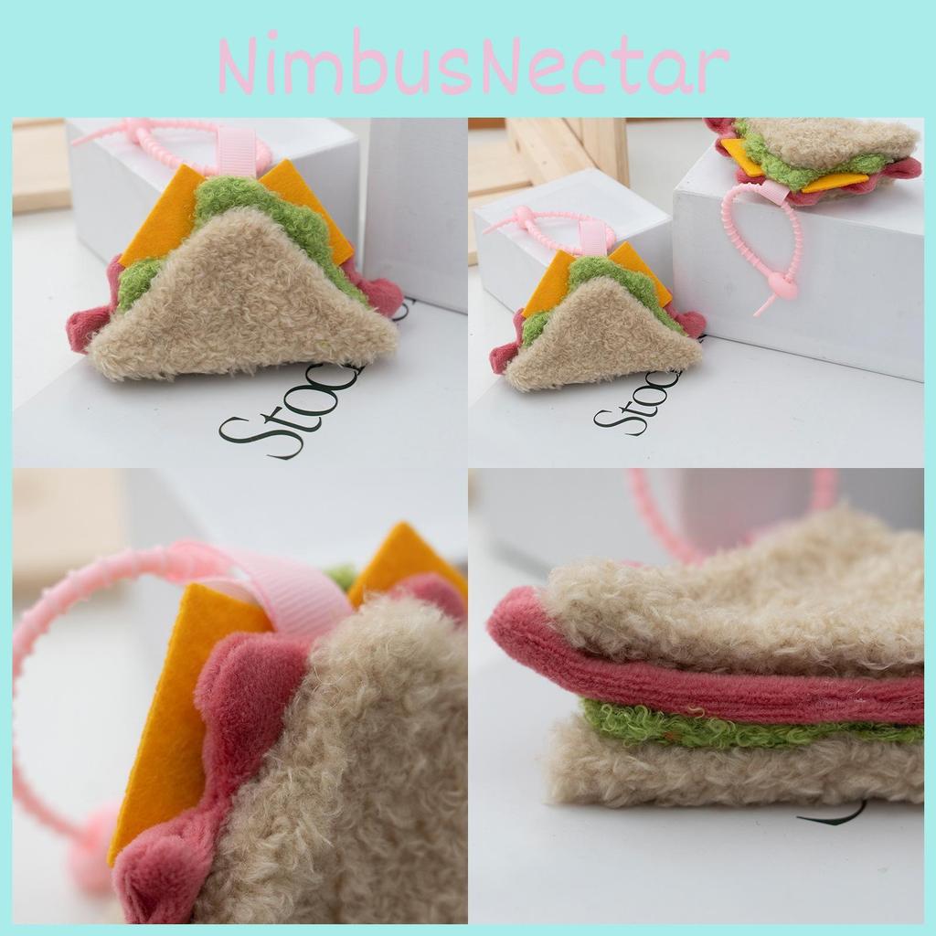 Cute Hamburger Fries Plush Toy Keychain With Pp Cotton Filling Teens For