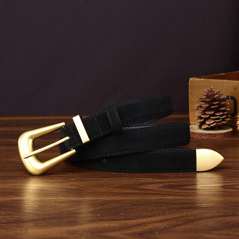 Vintage Fashion Anti-Suede Belt Women S Versatile Casual Jeans Women S Cowhide Fur Internet Celebrity Belt 100cm