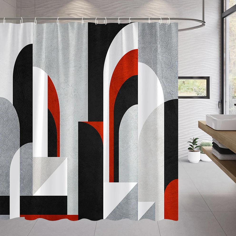 

Abstract Neutral Leaves Simple Bathroom Shower Curtain Mid Century Sun Minimalist Modern Polyester Fabric Decor Bathroom Curtain 90x180CM