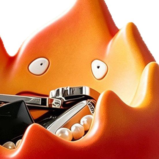 Key Storage Figurine, Flame Shape Vinyl Ornament, Large Capacity Desktop Display Holder for Lipstick Keys Glasses