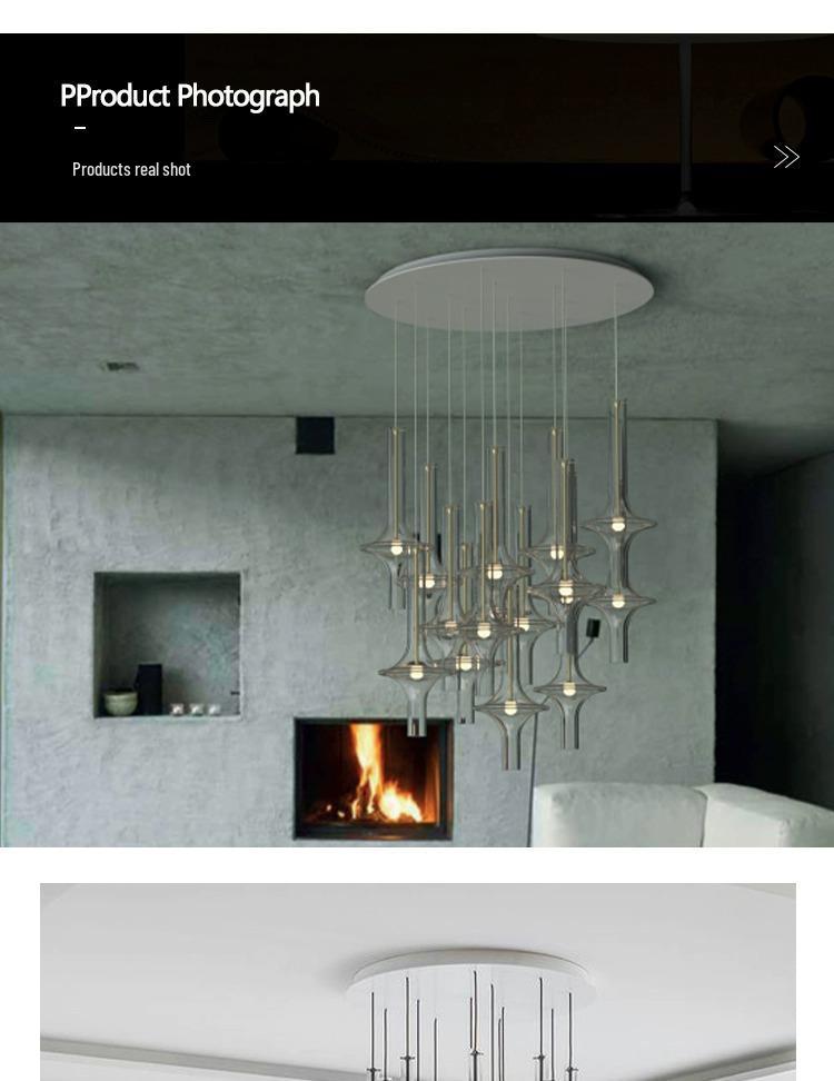 Italian PENTA Designer Pendant Light for Dining and Bars - Art Glass and Bamboo