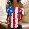 Damenmode Casual Print Sexy schulterfreies Kurzarm-T-Shirt-Oberteil