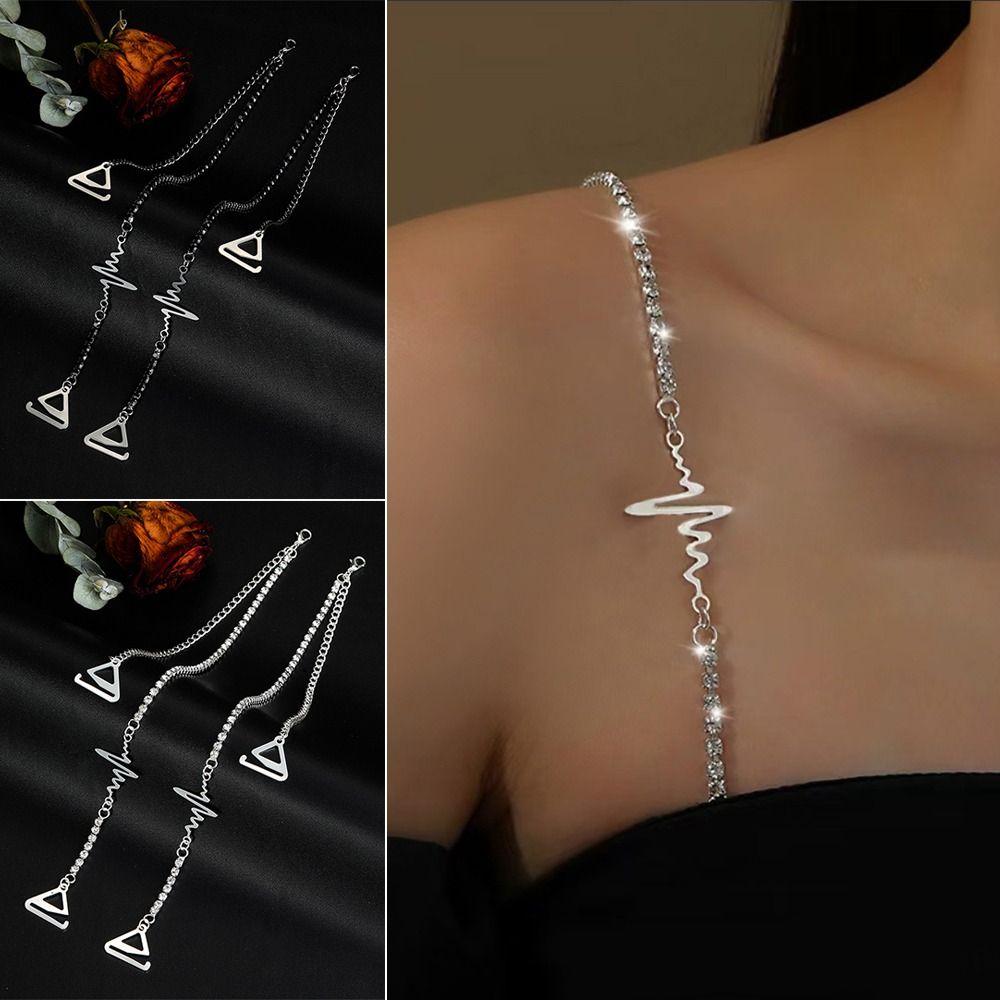 Non-Slip Rhinestone Bra Straps Sexy Off-the-shoulder Adjustable Bra Shoulder Belts Removable Decorative Underwear Shoulder Strap