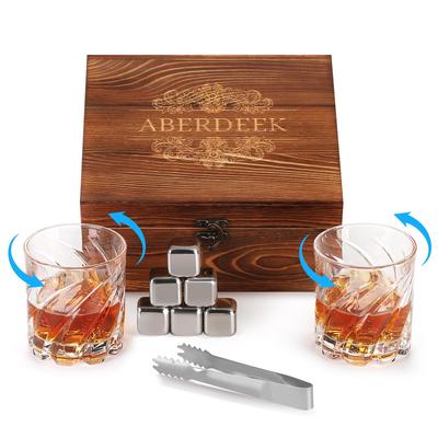 Pahare de whisky rotative pentru amestecare Perfecte pentru Nuntă și Aceste pahare rotative sunt perfecte pentru și vin într-o cutie de lemn cu gheață Băuturi Aniversări,