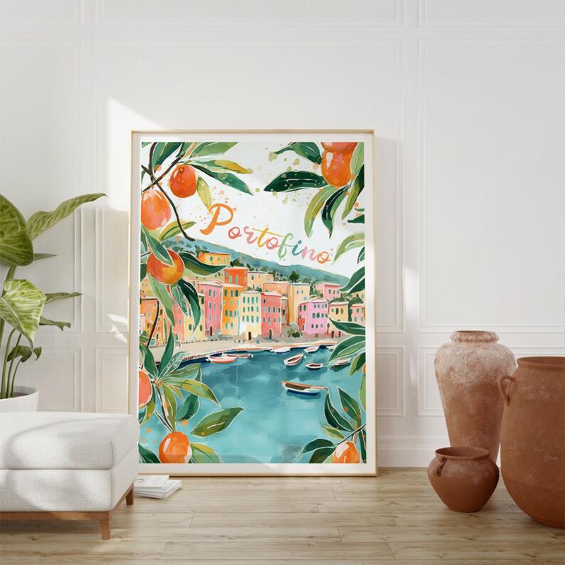 Plakát a tisk La Dolce Vita Retro Spritz Koktejl Plátno Malba Itálie Amalfské pobřeží Cestování Nástěnné umění Ložnice Domácí dekorace