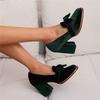 Fashion Fashion High Heels Women Pumps Shoes Spring Elegant Flock Red Green Black Heeled Bow Party Wedding Shoes Female Large Size 33-48