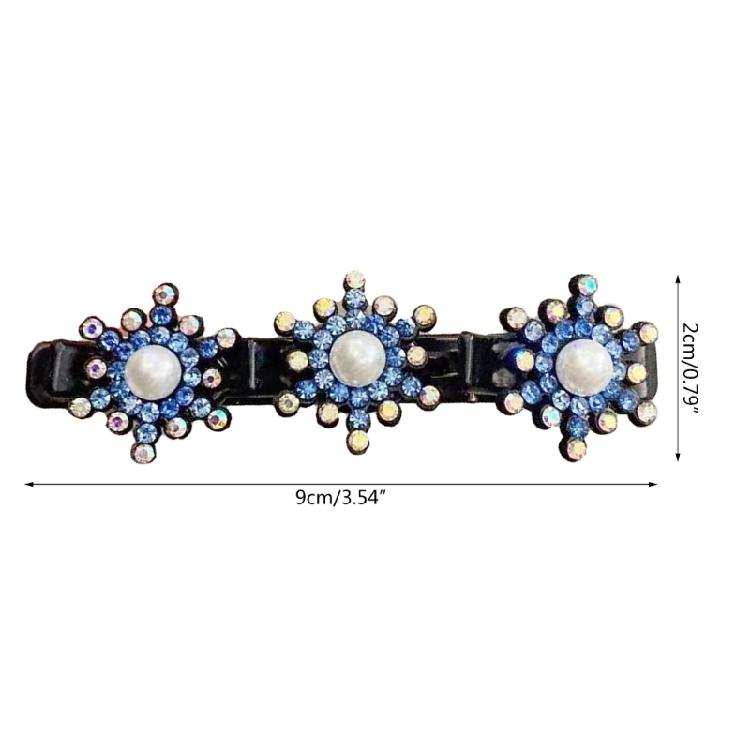5x Sparkling Crystal Stone Braided Hair Clips Tooth-Shaped Non-Slip Bang Hairpin
