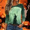 Women's Fashion Halloween Print Long Sleeve Neck Pullover Top for Fall