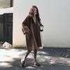 Cappotto di lana autunnale e invernale per donna Giacca invernale da donna vintage Giacca a vento di media lunghezza Collo rovesciato largo Cardigan taglie forti