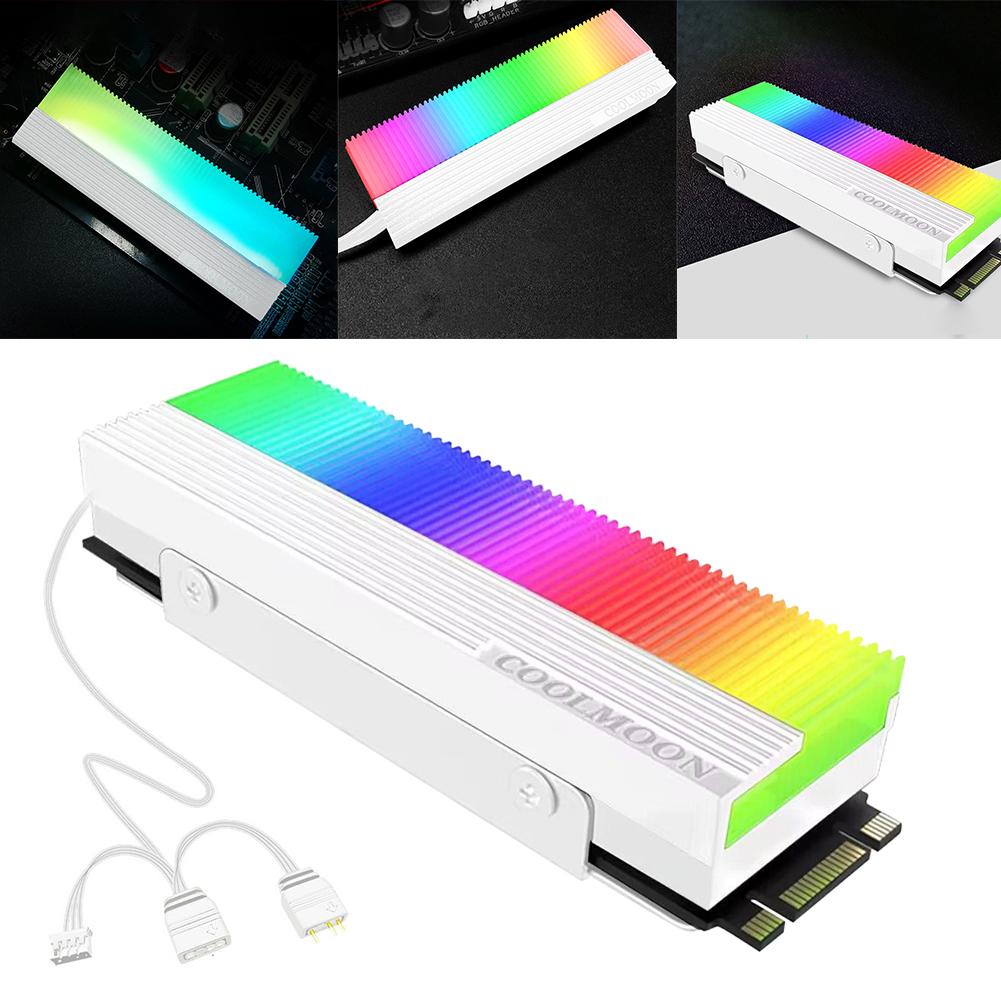 M.2 2280 SSD Heatsink Cooler M.2 SSD Cooling Sink with Thermal Pad 5V 3PIN ARGB M.2 SSD Heatsink Cooler Dual Interface
