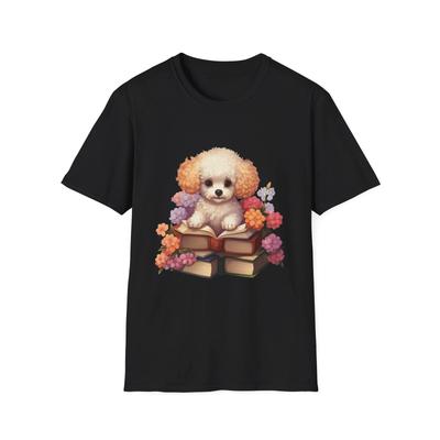 Cute Puppy & Book Unisex T-Shirt, Pet Lover Gift, Animal Tee, Dog Lover Shirt,