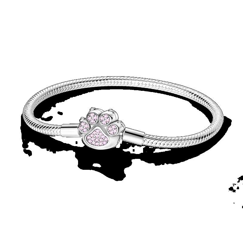 925 Silver Bracelet Butterfly Flower Clover Green Cat Claw Love Zircon Jewelry Gifts for Women 17-20CM