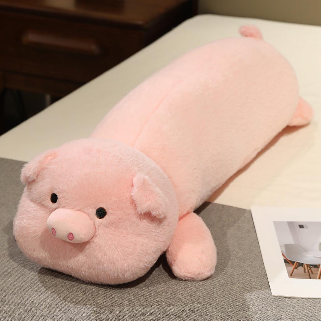 New Cozy Cartoon Animal Plush Throw Pillow Stuffed Warm Piggy Rabbit Bear Raccoon Long Pillow Big Size Sleeping Hugging Toys