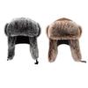 Adult Furry Trapper Hat with Earflaps Winter Warm Thicken Ear Flaps Hat Windproof Winter Hunting Coldproof Cycling Hat