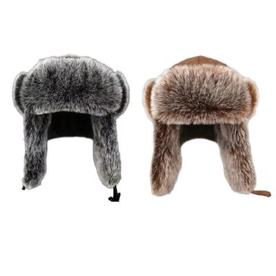Adult Furry Trapper Hat with Earflaps Winter Warm Thicken Ear Flaps Hat Windproof Winter Hunting Coldproof Cycling Hat
