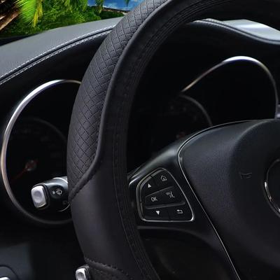 Artificial Leather Three-dimensional Embossed-car Without Inner Ring Steering Wheel Cover Auto Parts for 14.5-15 Inches