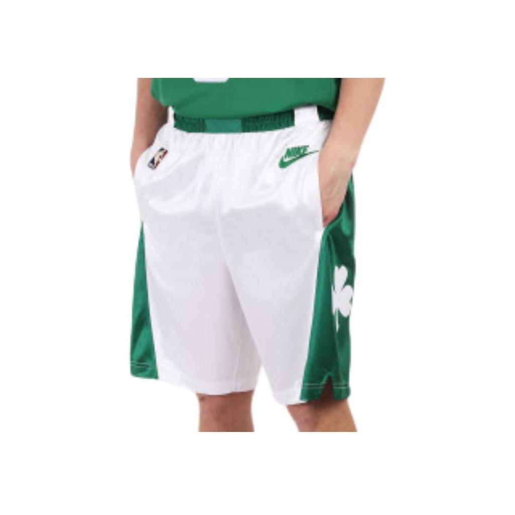 Nike NBA 75th Anniversary SW Fan Edition Boston Celtics Colorblock Sports Straight Loose-Fit Breathable Basketball Shorts Men Bottoms White DD1592-100