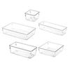 Desktop Storage Box Set Clear Drawer Organizer Stackable Anti-Slip Containers Multi-Size Organizers Set for Makeup Bathroom Kitchen