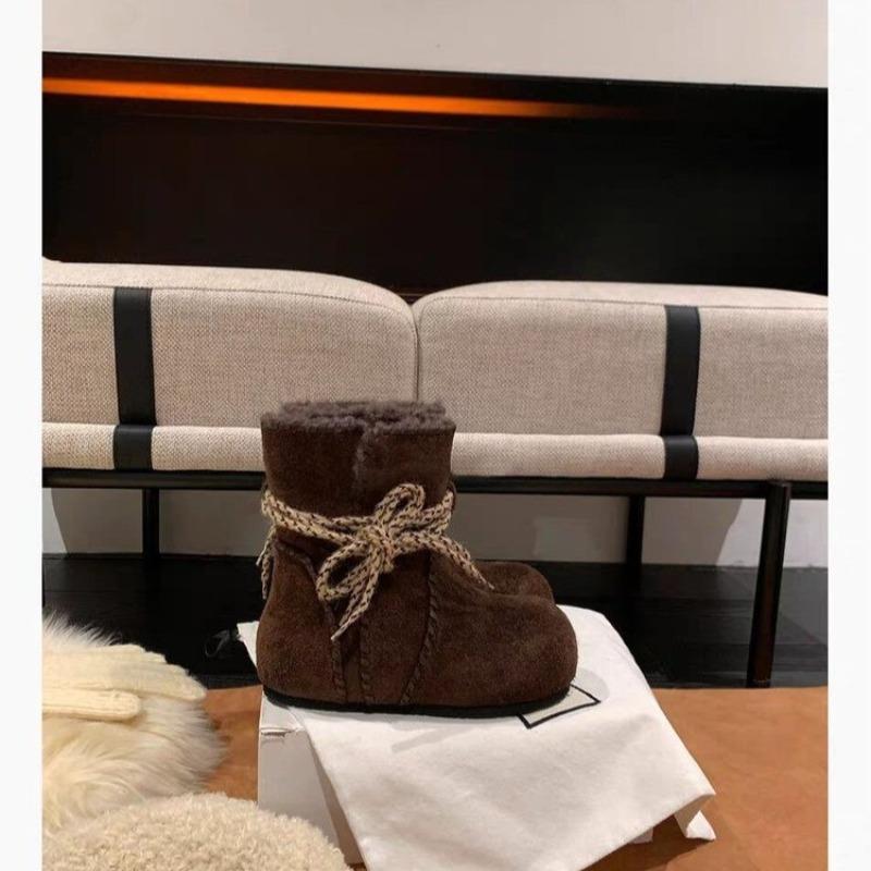 Women's fur one thick bottom heightening winter lightweight padded warm snow boots non-slip wear casual sports lace-up cotton boots