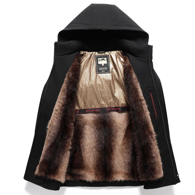 Winter Dad Fleece Thickened Warm Padded Jacket Father Loose Padded Jacket Men Middle-aged Middle-aged and Long Pie Overcome Cotton