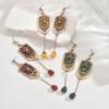 Medieval Vintage Luofu Relief Pearl Long Earrings Retro Court Style Square Brand Heavy Industry Ear Jewelry