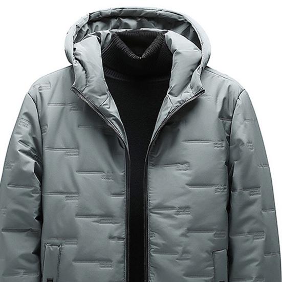 Men Jacket Hooded Thermal Windproof Slim Fit Warm Quilted Coat with Zipper Pockets Autumn Winter Casual Outerwear