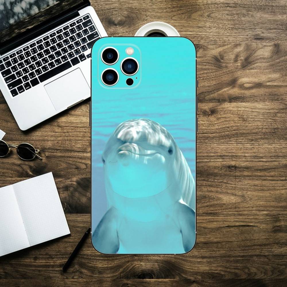 sea animal cute dolphin Phone Case For iPhone 16,15,14,13,12,11,XS,XR,X,8,7,Pro,Max,Plus,mini Silicone Black Cover