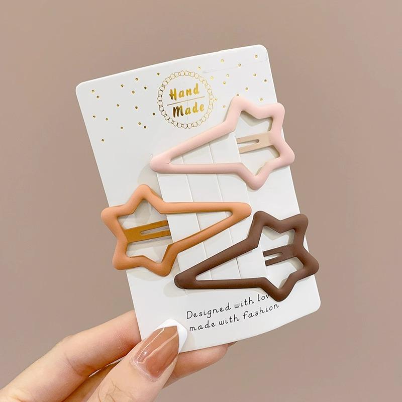 Milk Curry Color Bangs Clip Star Hairpin Press Style Women's New Hair Accessories Headdress Broken Hair Clip Side Clip