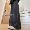 Black Plaid Pants Women's New Autumn Loose Bf Lazy Wind Wide-leg Pants Small Huge Good-looking Pants