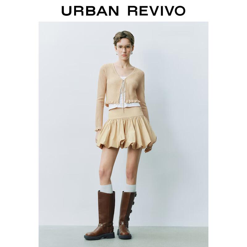 

Women s V-Neck Tie-Up Crop Knit Cardigan S