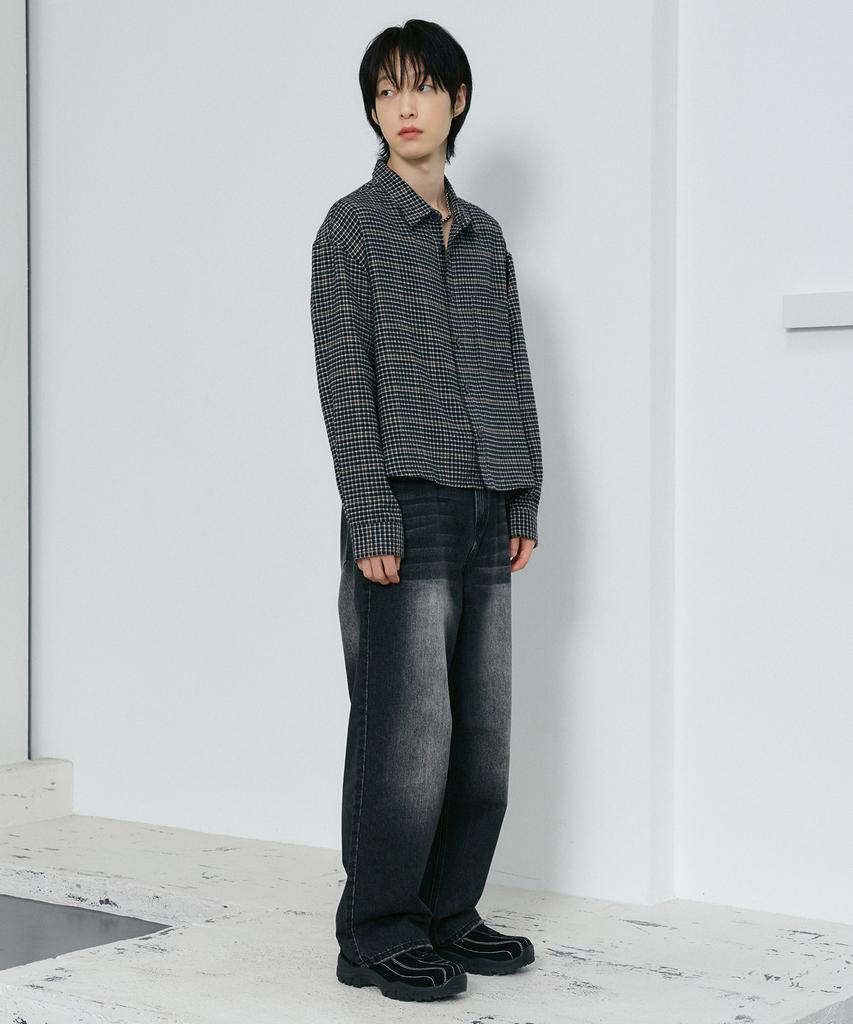 LXT Cotton Houndstooth Check Crop Shirt [Black]