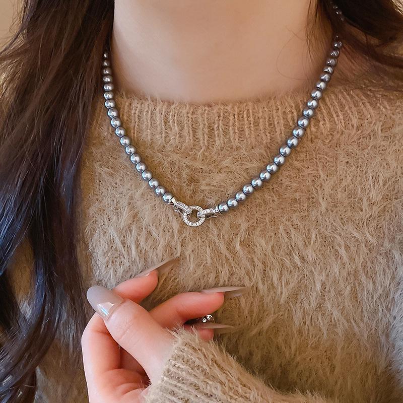 Elegante französische doppelreihige Perlenkette: Vielseitige, hochwertige Schlüsselbeinkette