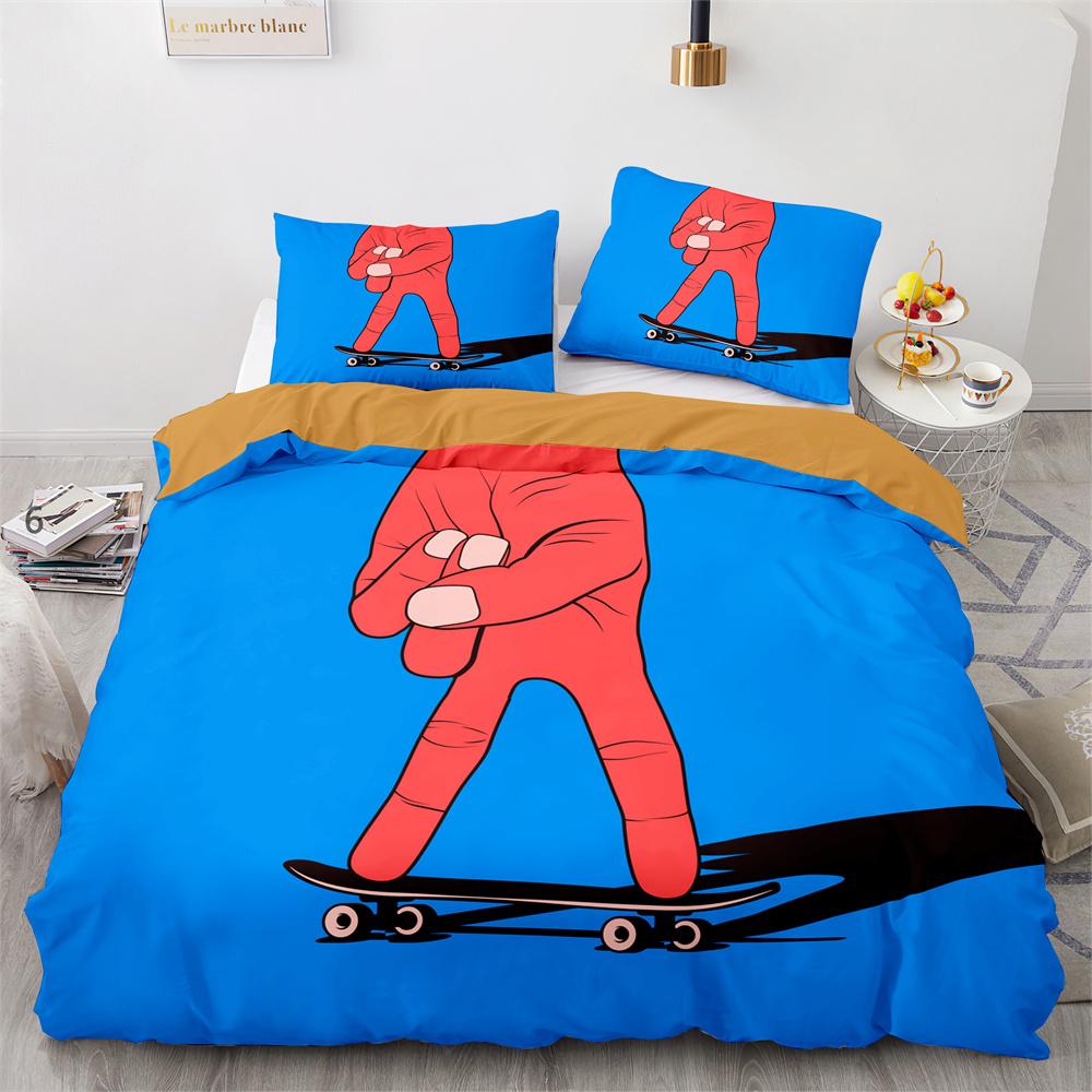 Skateboard Bedding Set Full Size 3D Santa Claus Polyester Duvet Cover Skateboard Comforter Cover Hip Hop Style King Twin Size