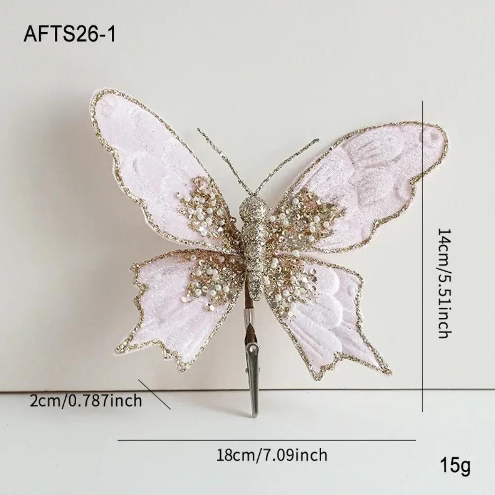 Multicolor Christmas Tree Decoration 25*21cm Gold Powder Fabric Glitter Butterfly Accessories Party Supplies Hanging Decoration
