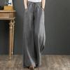Women's High-Waist Wide-Leg Linen Pants, Plus Size, Floor-Length for Spring/Summer 2024.