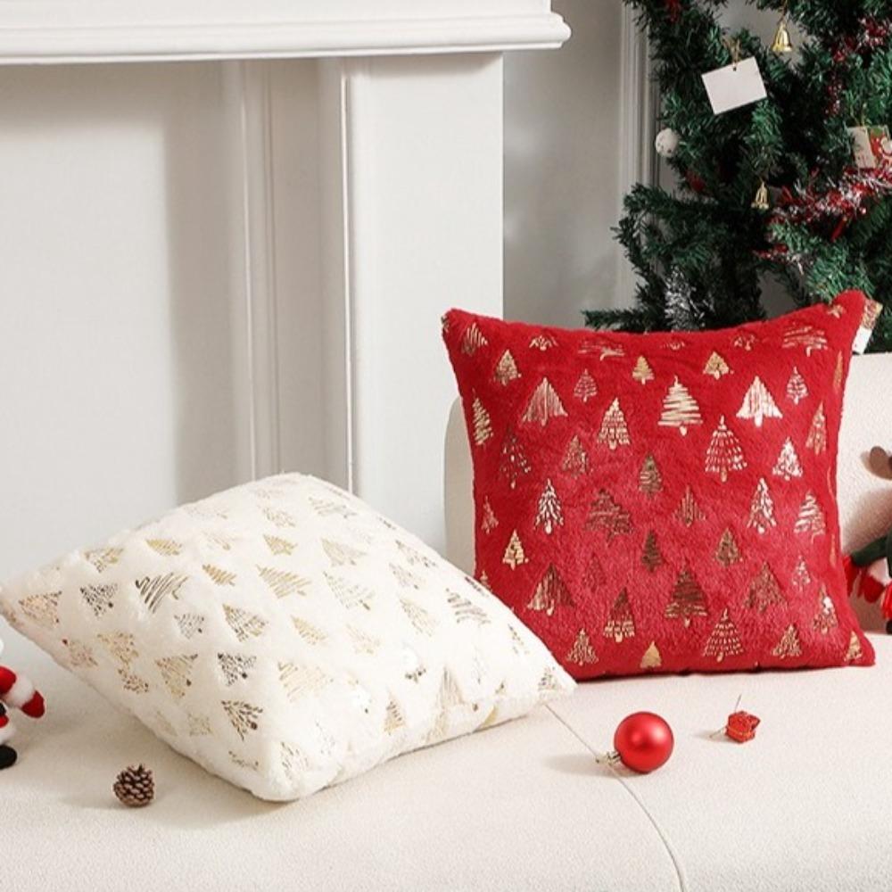 Foil Print Pillowcases Christmas Tree Pattern Soft Throw Pillow Cover Sofa Accessories Decorative Pillow Case Home Decor