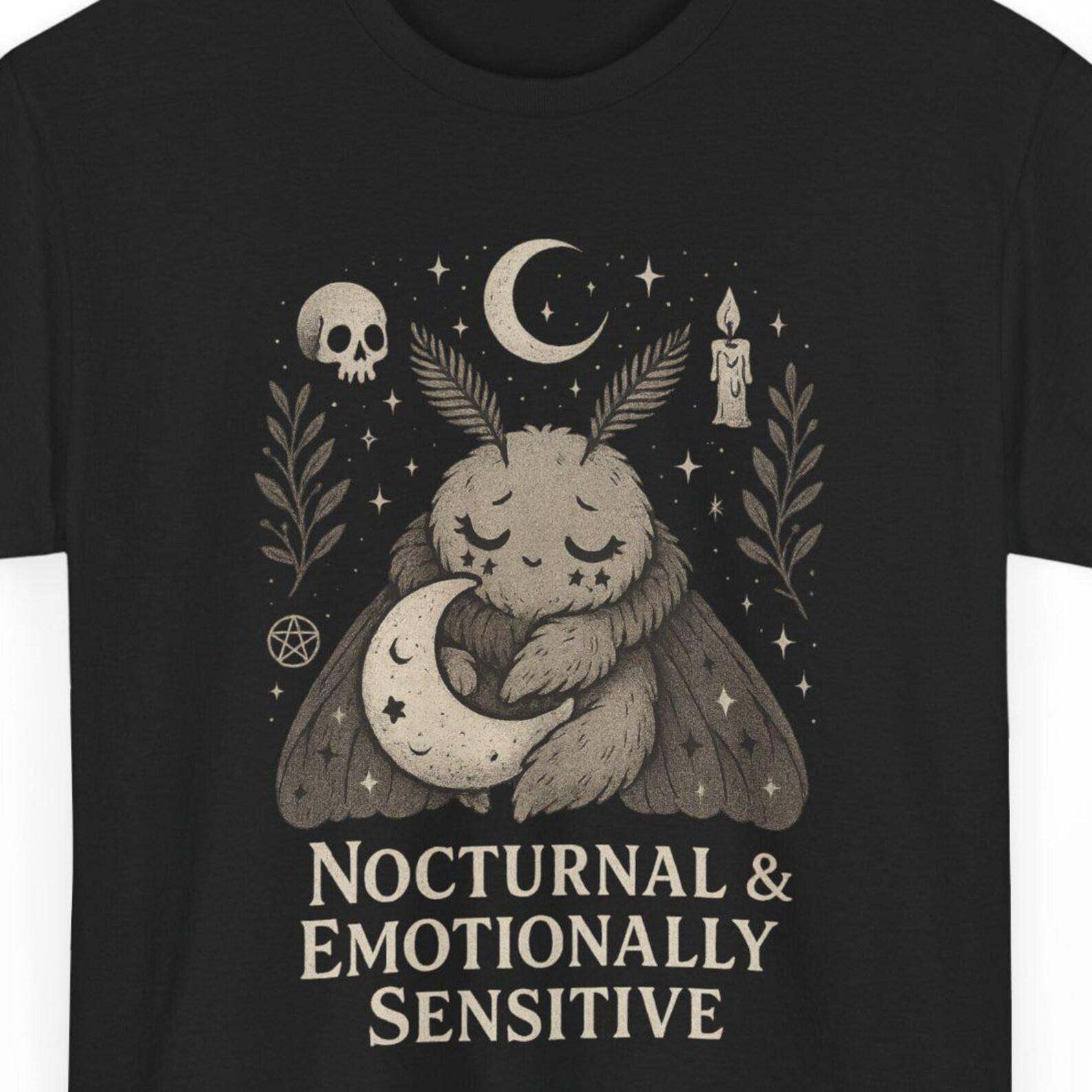 Moth Moon Skull Tee, Kawaii Goth, Pastel Night Creature T-Shirt S