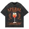 Cotton Vintage Washed Aperol Spritz Club Tshirt New Fashion Men Casual Retro Lemon Cool Oversize Loose Acid Wash Tee Shirt